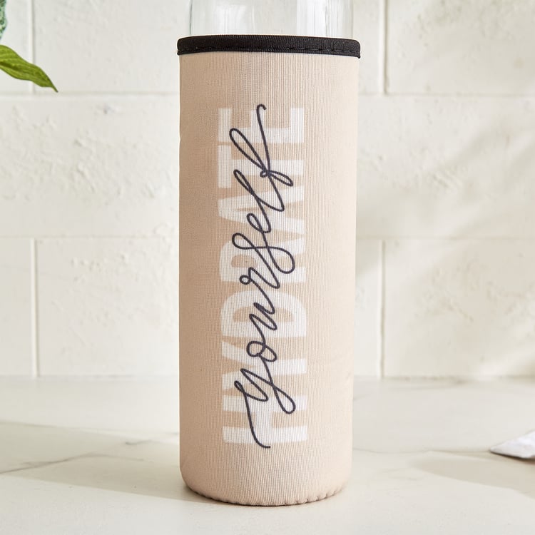 Favola Cadillac Glass Water Bottle with Pouch - 600ml