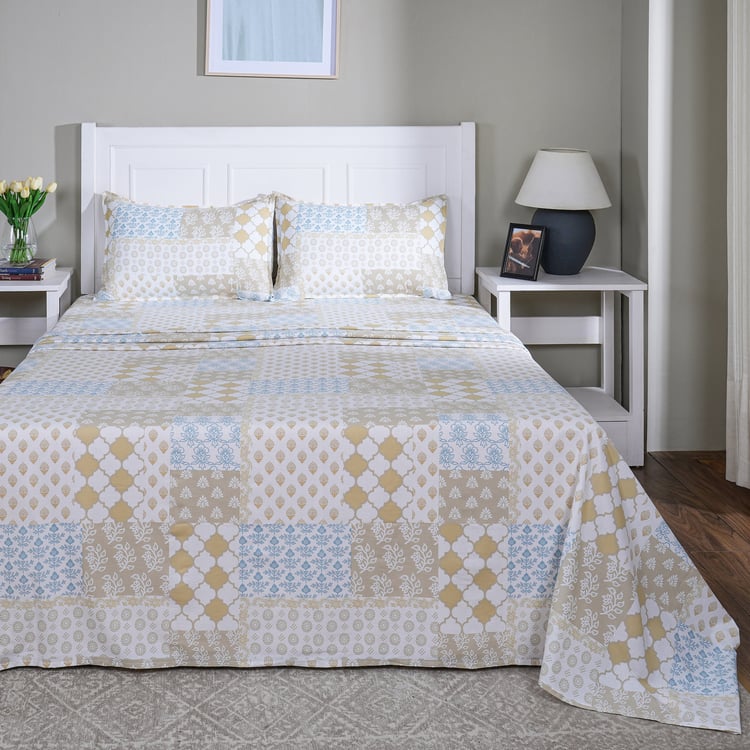 MASPAR Sensory Bloom Cotton 144TC Printed 3Pcs Super King Bedsheet Set