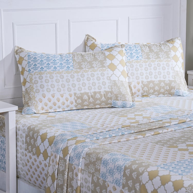 MASPAR Sensory Bloom Cotton 144TC Printed 3Pcs Super King Bedsheet Set