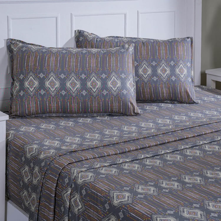 MASPAR Sensory Bloom Cotton 144TC Ethnic Print 3Pcs King Bedsheet Set