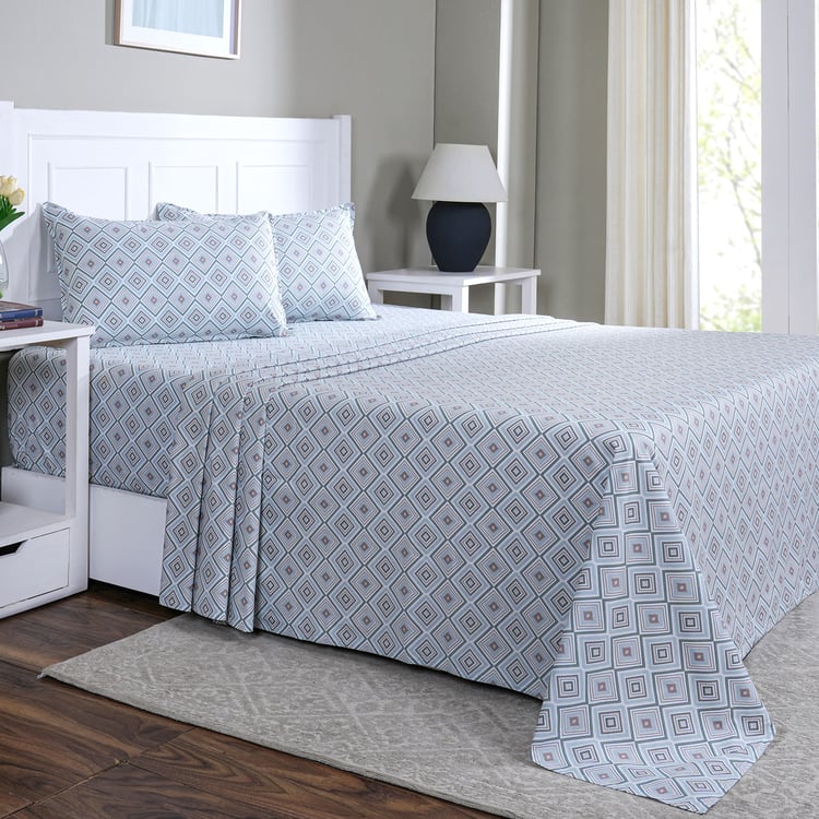 MASPAR Sensory Bloom Cotton 144TC Geometric Print 3Pcs Super King Bedsheet Set