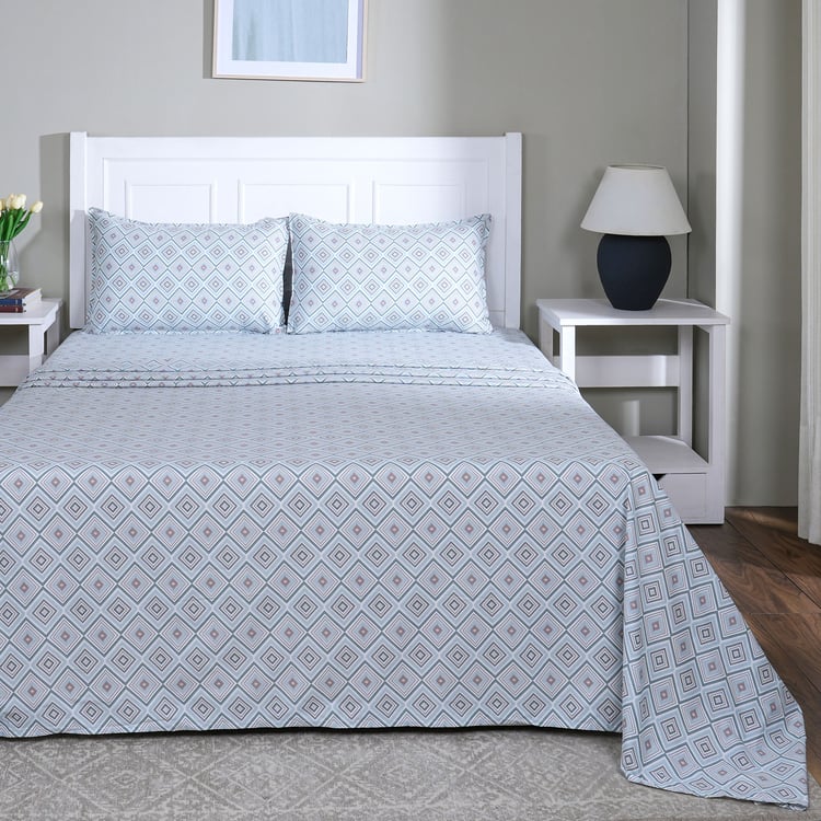 MASPAR Sensory Bloom Cotton 144TC Geometric Print 3Pcs Super King Bedsheet Set