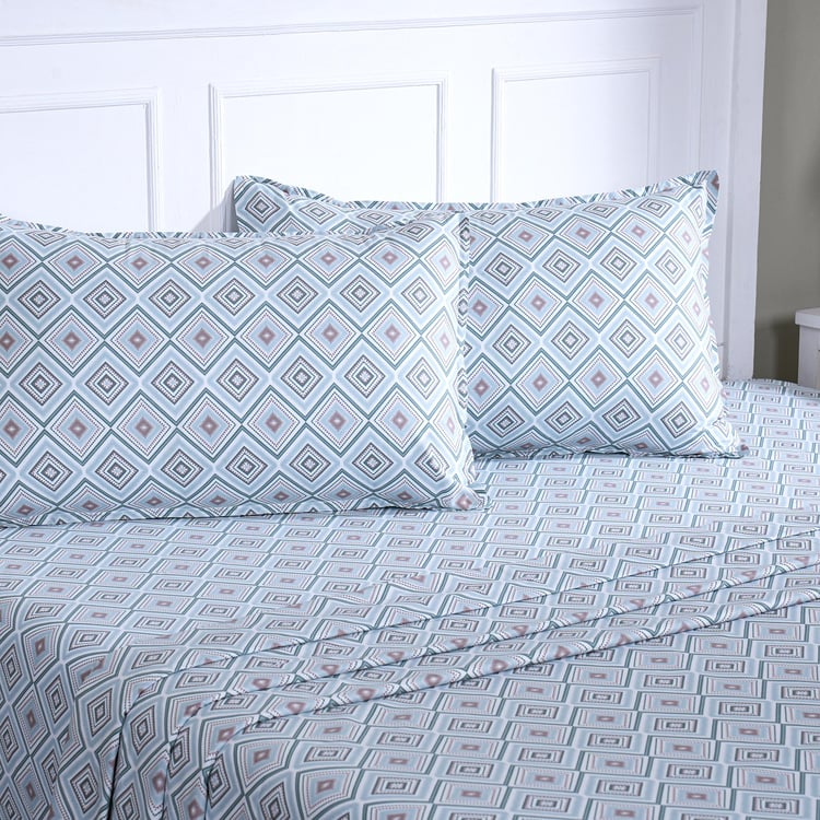 MASPAR Sensory Bloom Cotton 144TC Geometric Print 3Pcs Super King Bedsheet Set