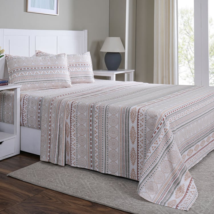 MASPAR Sensory Bloom Cotton 144TC Printed 3Pcs King Bedsheet Set