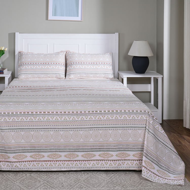 MASPAR Sensory Bloom Cotton 144TC Geometric Print 3Pcs Super King Bedsheet Set