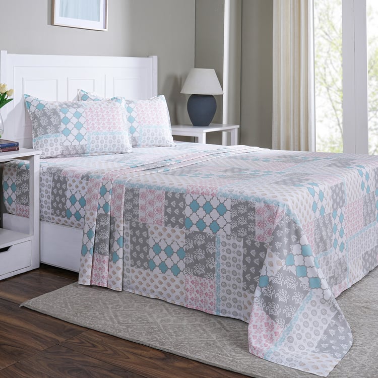 MASPAR Sensory Bloom Cotton 144TC Printed 3Pcs King Bedsheet Set