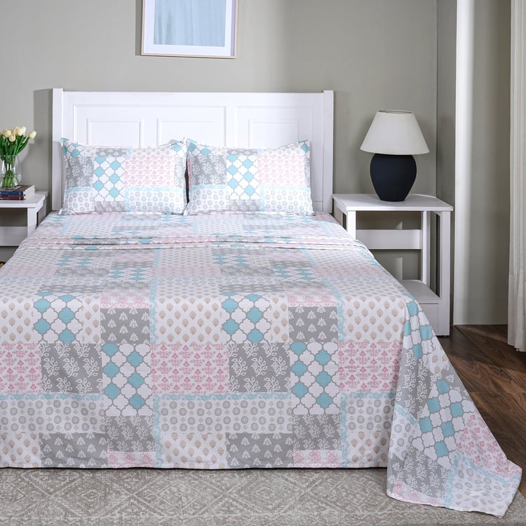 MASPAR Sensory Bloom Cotton 144TC Printed 3Pcs King Bedsheet Set