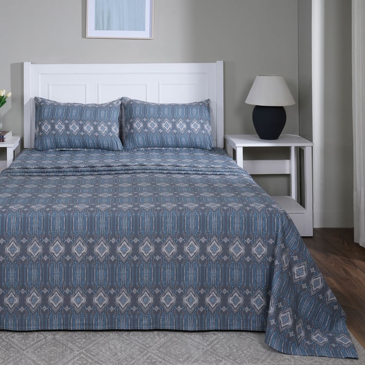 MASPAR Sensory Bloom Cotton 144TC Ethnic Print 3Pcs King Bedsheet Set