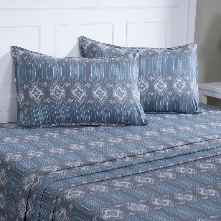 MASPAR Sensory Bloom Cotton 144TC Ethnic Print 3Pcs King Bedsheet Set