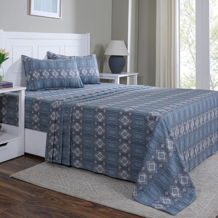 MASPAR Sensory Bloom Cotton 144TC Ethnic Print 3Pcs Super King Bedsheet Set