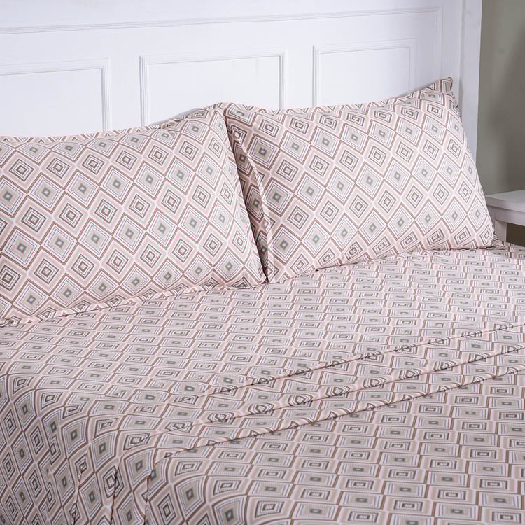 MASPAR Sensory Bloom Cotton 144TC Printed 3Pcs King Bedsheet Set