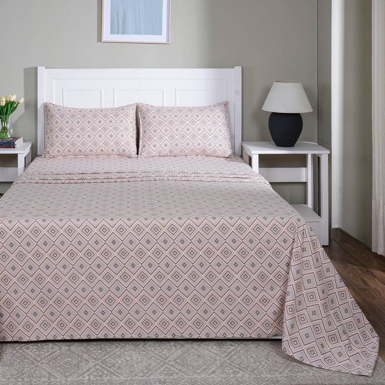 MASPAR Sensory Bloom Cotton 144TC Geometric Print 3Pcs Super King Bedsheet Set