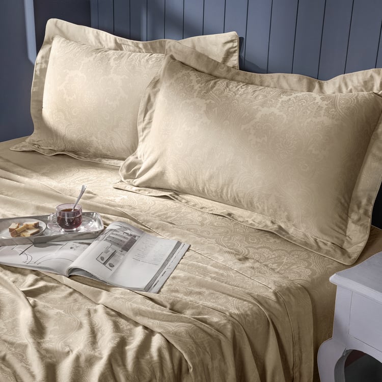 MASPAR Cotton 300TC Jacquard 4Pcs Super King Bedsheet Set