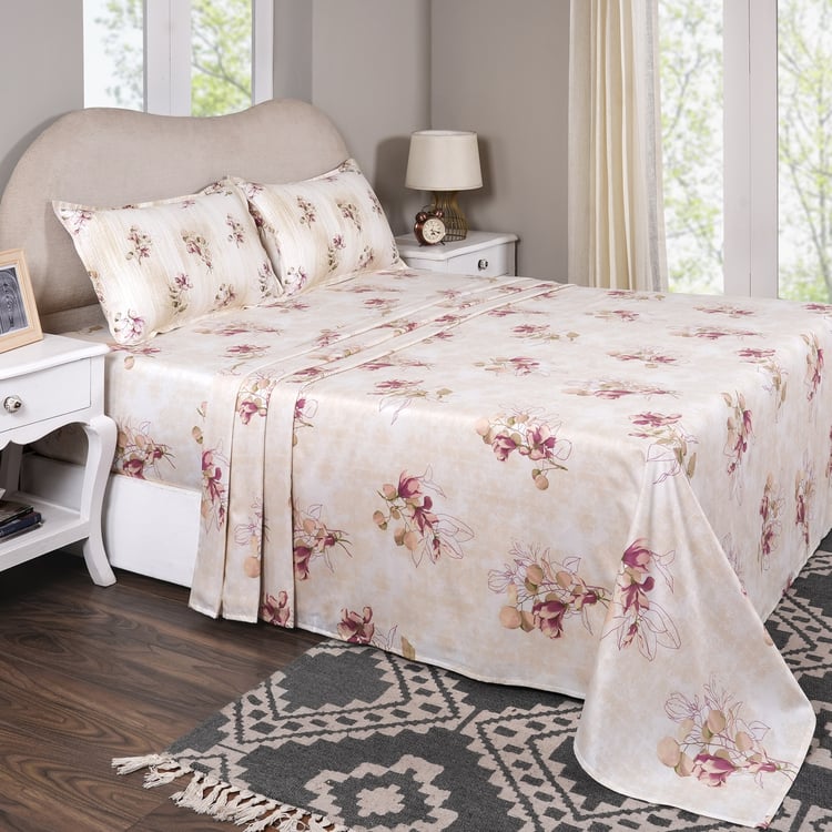 MASPAR Sensory Bloom Cotton 300TC Floral Print 3Pcs King Bedsheet Set