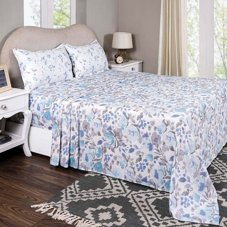 MASPAR Sensory Bloom Cotton 300TC Floral Print 3Pcs King Bedsheet Set