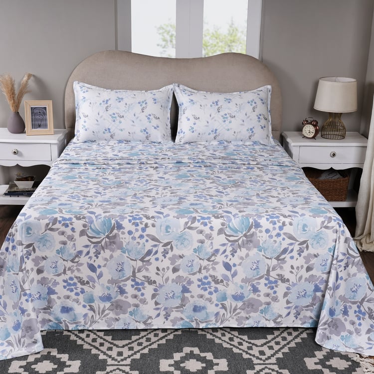 MASPAR Sensory Bloom Cotton 300TC Floral Print 3Pcs King Bedsheet Set