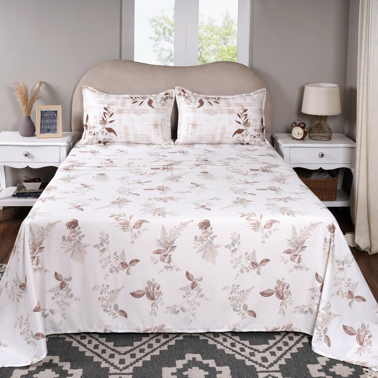 MASPAR Sensory Bloom Cotton 300TC Floral Print 3Pcs Super King Bedsheet Set