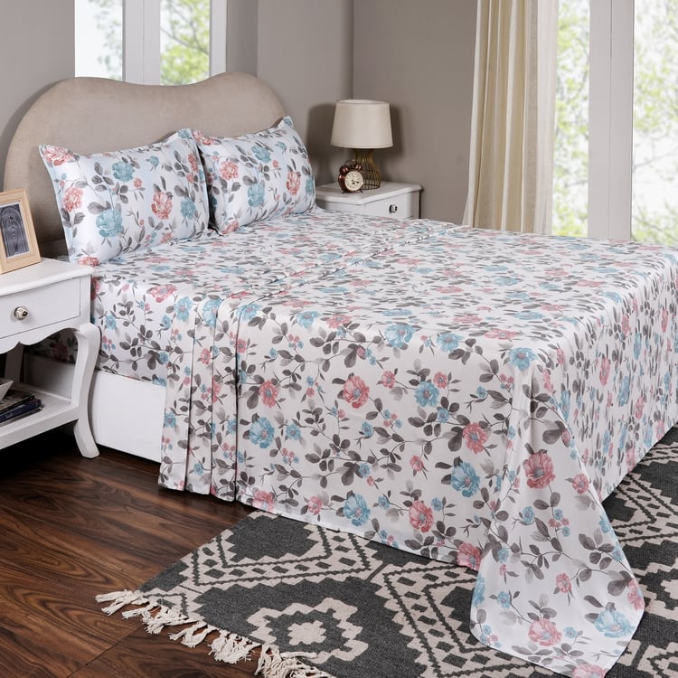 MASPAR Sensory Bloom Cotton 300TC Floral Print 3Pcs King Bedsheet Set