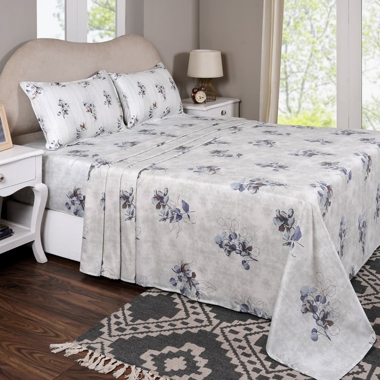 MASPAR Sensory Bloom Cotton 300TC Floral Print 3Pcs King Bedsheet Set