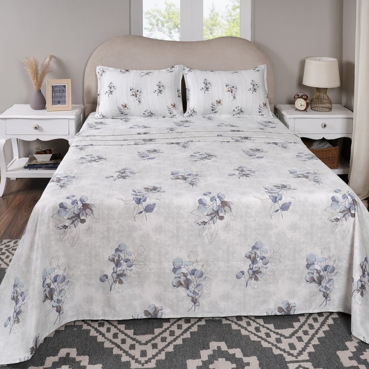 MASPAR Sensory Bloom Cotton 300TC Floral Print 3Pcs King Bedsheet Set