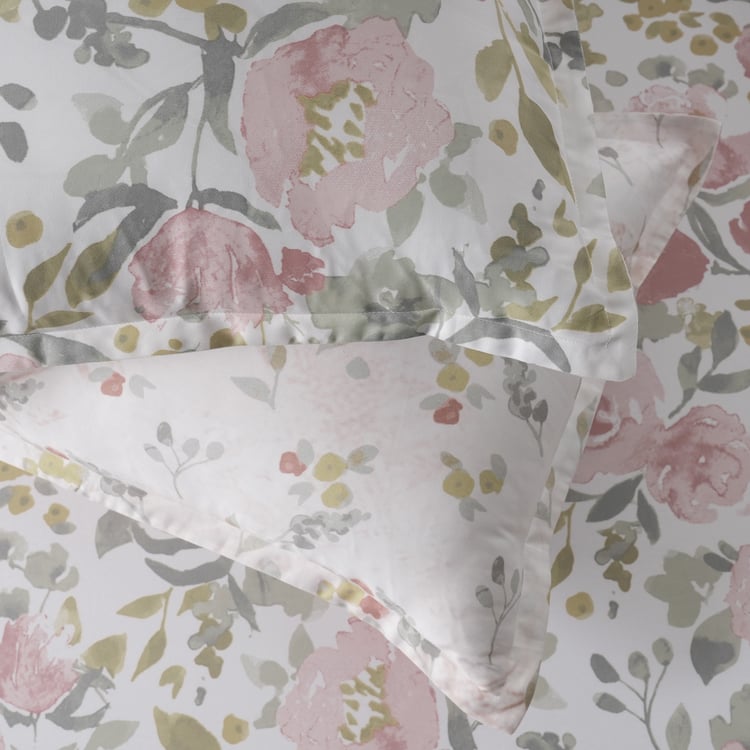 MASPAR Sensory Bloom Cotton 300TC Floral Print 3Pcs Super King Bedsheet Set