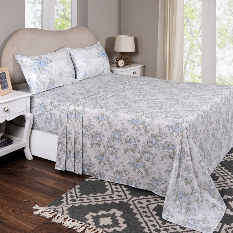 MASPAR Sensory Bloom Cotton 300TC Printed 3Pcs Super King Bedsheet Set