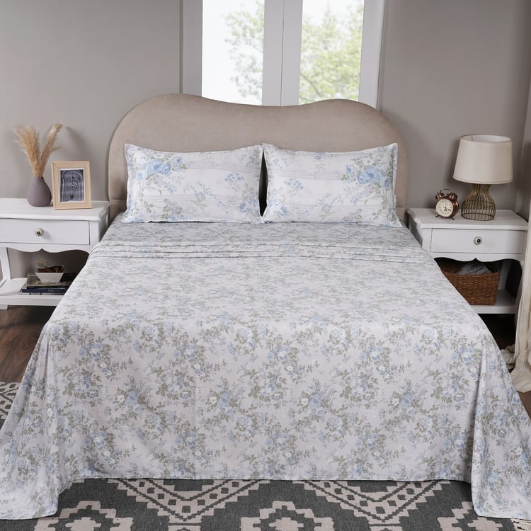 MASPAR Sensory Bloom Cotton 300TC Printed 3Pcs Super King Bedsheet Set