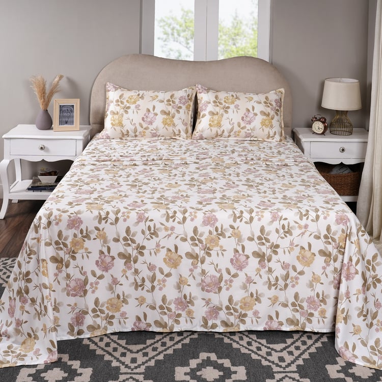 MASPAR Sensory Bloom Cotton 300TC Floral Print 3Pcs King Bedsheet Set