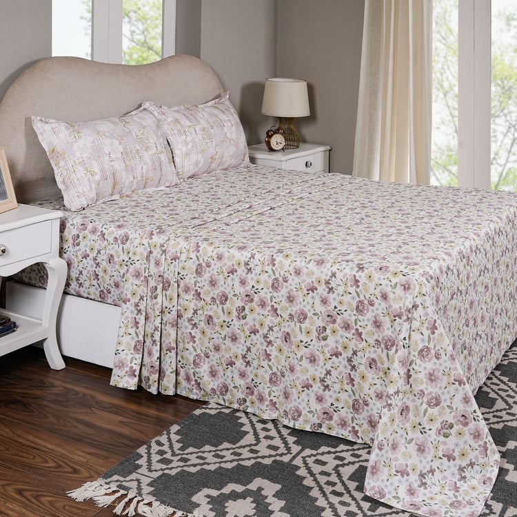 MASPAR Sensory Bloom Cotton 300TC Floral Print 3Pcs Super King Bedsheet Set
