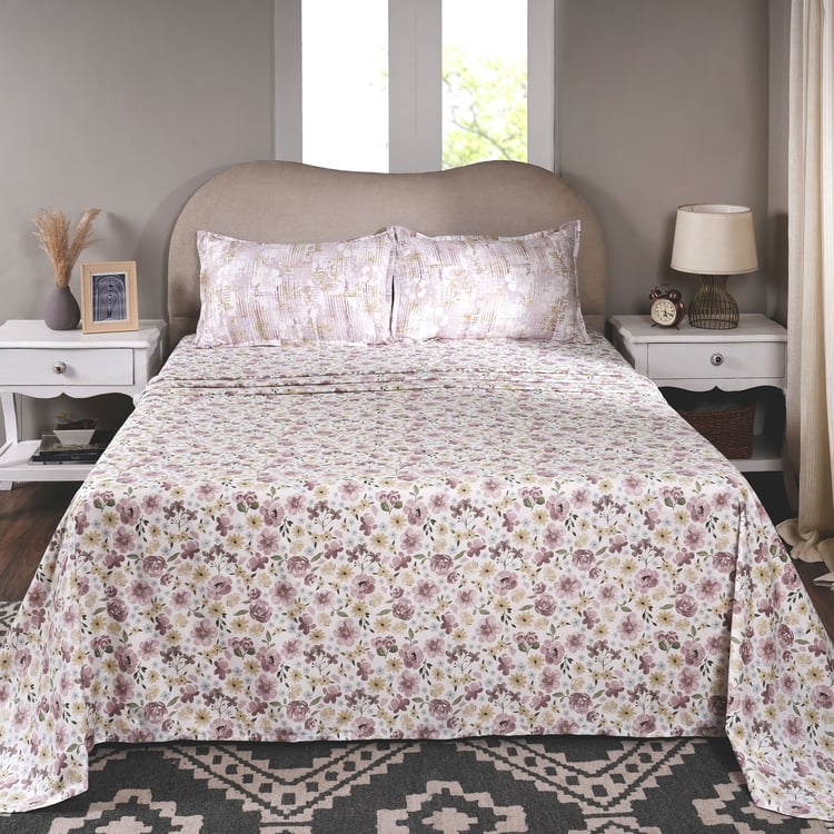 MASPAR Sensory Bloom Cotton 300TC Floral Print 3Pcs Super King Bedsheet Set