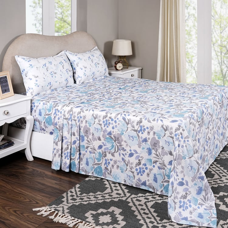 MASPAR Sensory Bloom Cotton 300TC Floral Print 3Pcs Super King Bedsheet Set