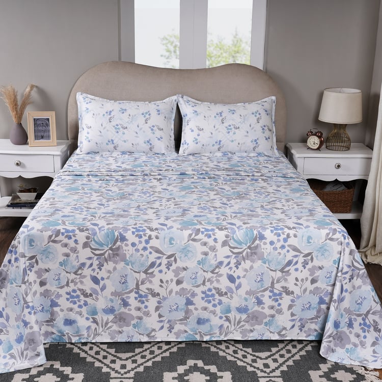 MASPAR Sensory Bloom Cotton 300TC Floral Print 3Pcs Super King Bedsheet Set
