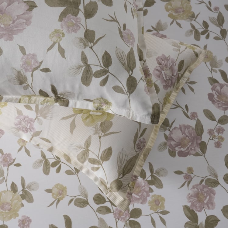 MASPAR Sensory Bloom Cotton 300TC Floral Print 3Pcs Super King Bedsheet Set