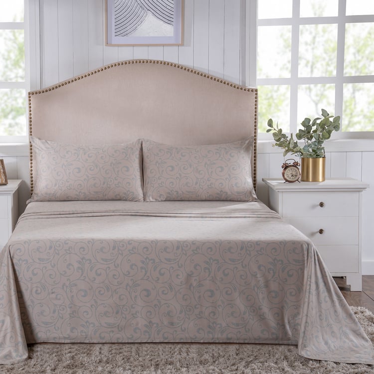 MASPAR Classical Ornate Cotton 400TC Printed 3Pcs Super King Bedsheet Set