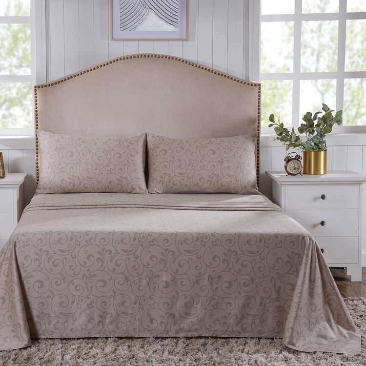 MASPAR Classical Ornate Cotton 400TC Printed 3Pcs Super King Bedsheet Set