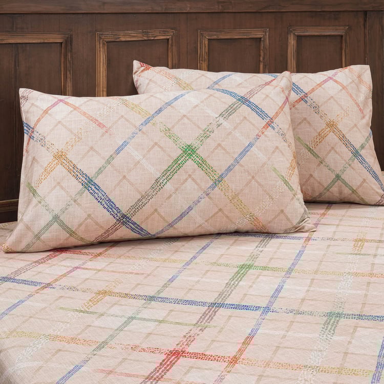 MASPAR Eclectic Geo Cotton 200TC Checked 2Pcs Single Bedsheet Set