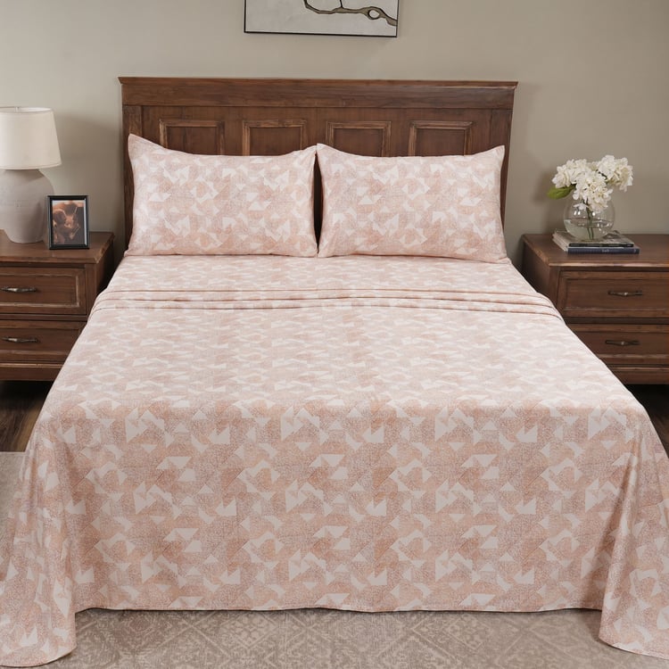 MASPAR Eclectic Geo Cotton 200TC Geometric Print 3Pcs King Bedsheet Set