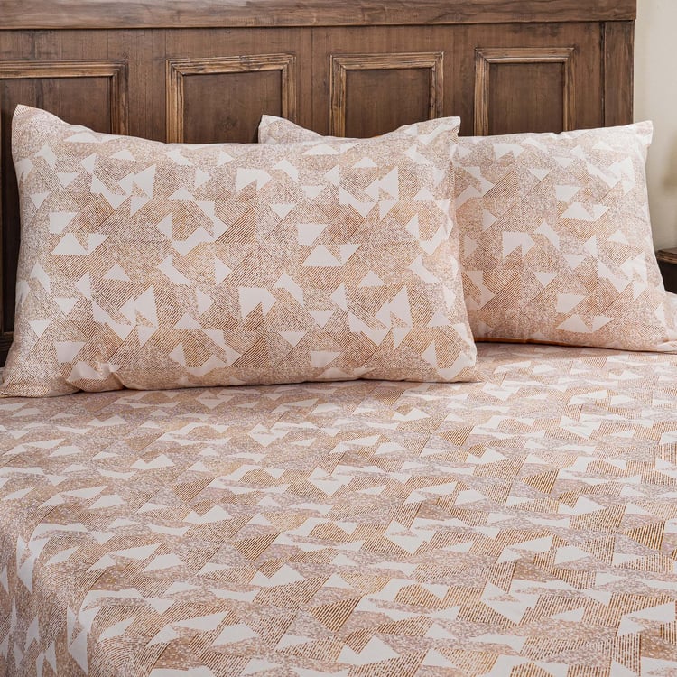 MASPAR Eclectic Geo Cotton 200TC Geometric Print 3Pcs King Bedsheet Set