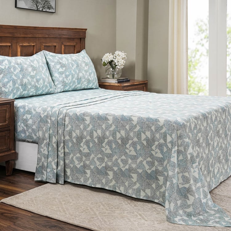 MASPAR Eclectic Geo Cotton 200TC Geometric Print 3Pcs King Bedsheet Set