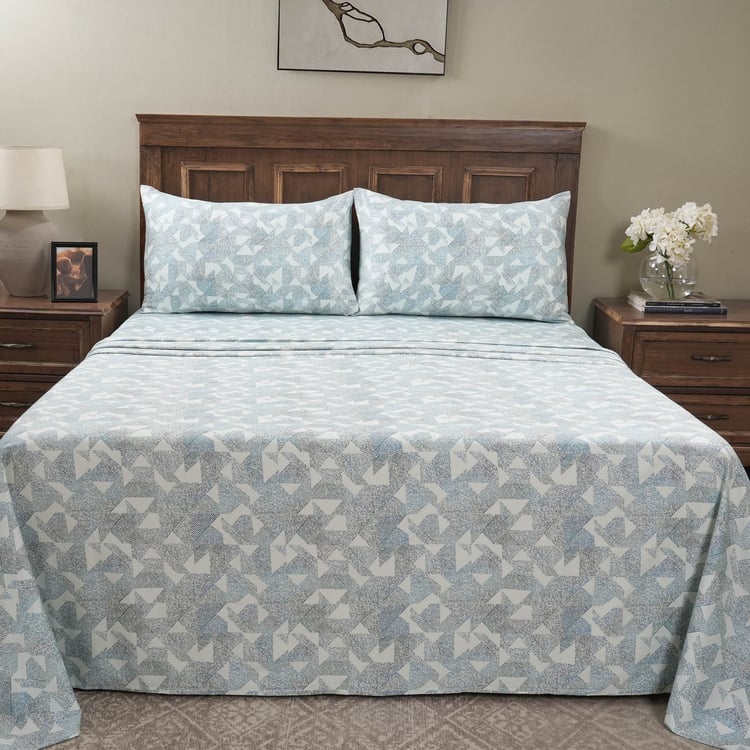 MASPAR Eclectic Geo Cotton 200TC Geometric Print 3Pcs King Bedsheet Set