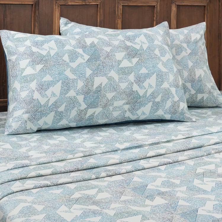 MASPAR Eclectic Geo Cotton 200TC Geometric Print 3Pcs King Bedsheet Set