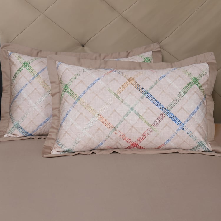 MASPAR Eclectic Geo Set of 2 Checked Pillow Shams - 75x50cm