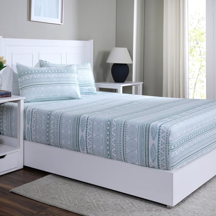 MASPAR Sensory Bloom Cotton 144TC Printed 3Pcs King Fitted Bedsheet Set