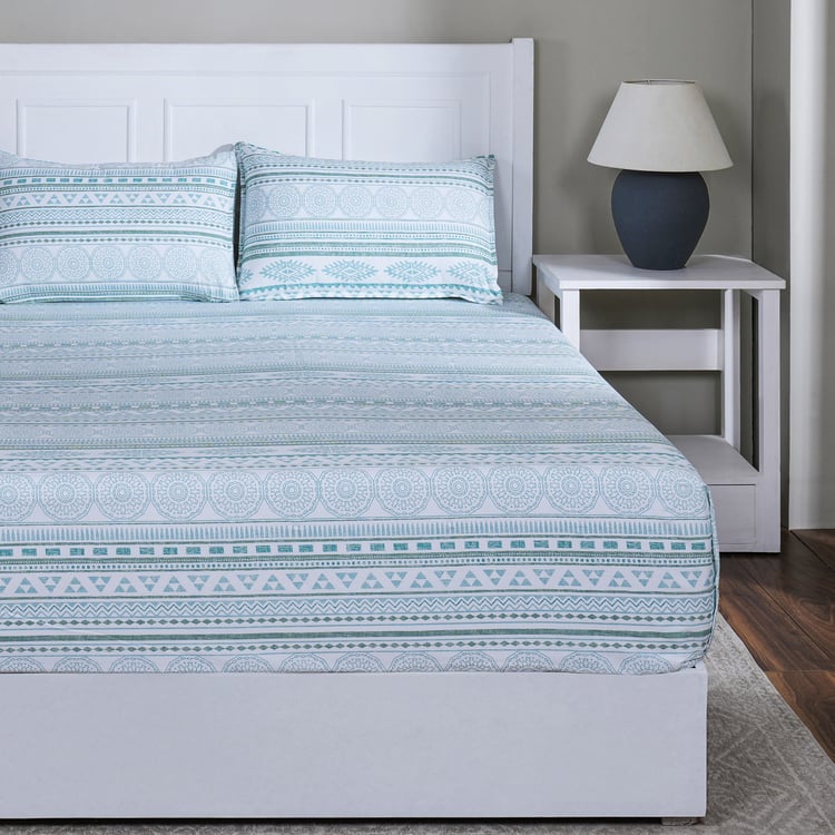 MASPAR Sensory Bloom Cotton 144TC Printed 3Pcs King Fitted Bedsheet Set