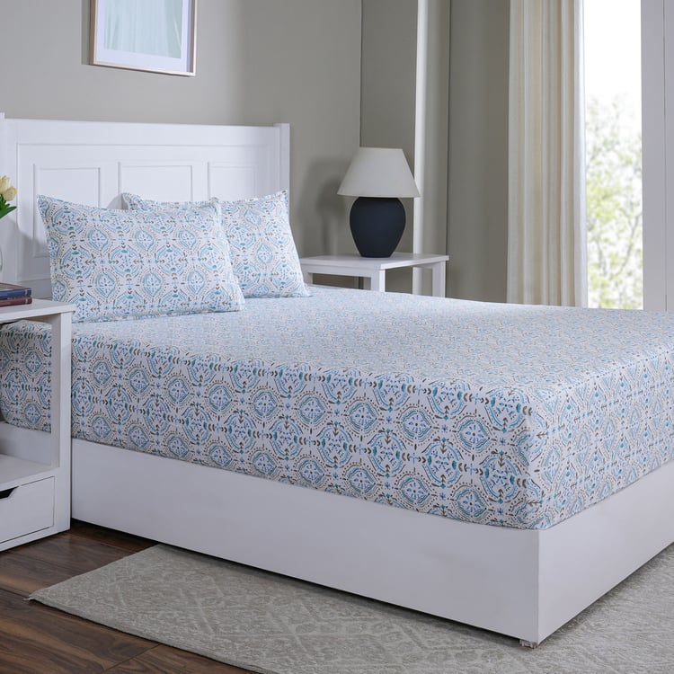 MASPAR Sensory Bloom Cotton 144TC Ethnic Print 2Pcs Single Fitted Bedsheet Set