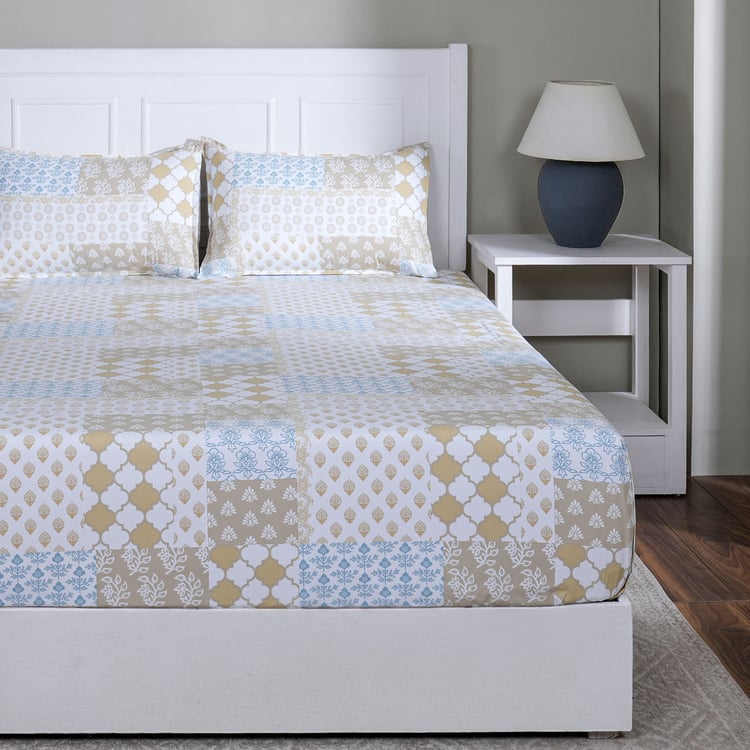 MASPAR Sensory Bloom Cotton 144TC Ethnic Print 2Pcs Single Fitted Bedsheet Set
