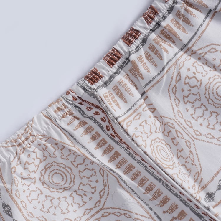 MASPAR Sensory Bloom Cotton 144TC Geometric Print 3Pcs King Fitted Bedsheet Set