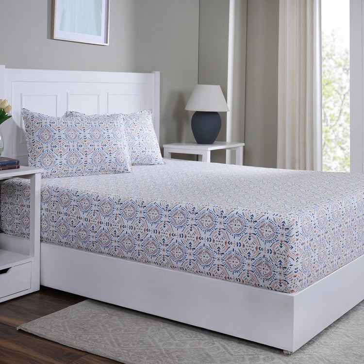 MASPAR Sensory Bloom Cotton 144TC Floral Print 3Pcs King Fitted Bedsheet Set