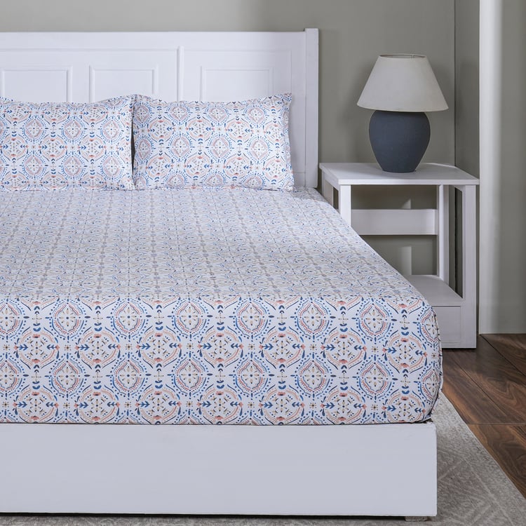 MASPAR Sensory Bloom Cotton 144TC Floral Print 3Pcs King Fitted Bedsheet Set