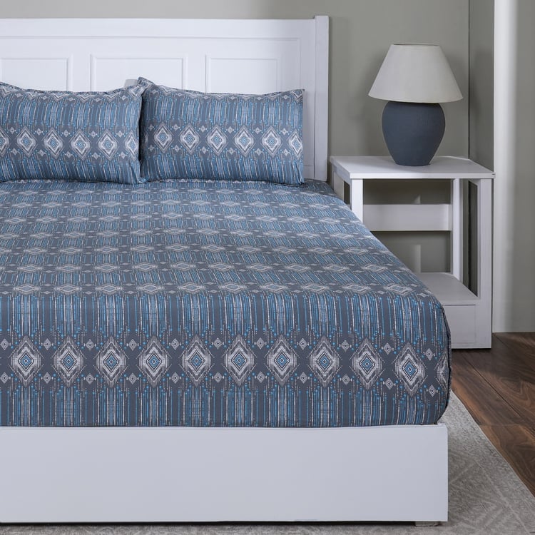 MASPAR Sensory Bloom Cotton 144TC Ethnic Print 3Pcs King Fitted Bedsheet Set